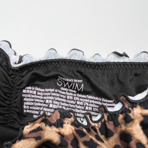 Victoria Secret Small S Bikini Bottom Ruffle Cheeky Ruched Back Leopard Print - Picture 7 of 7